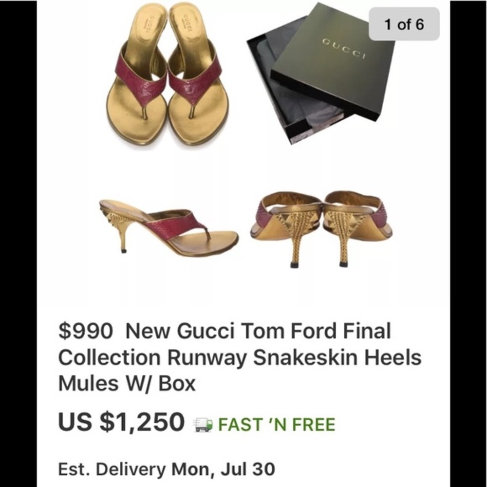 Gucci Tom Ford Runway studded gold heels